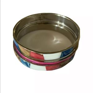 Stack Of 3 Bangles Bracelets Inlaid Mother Of Pearl Shell Handmade Multi